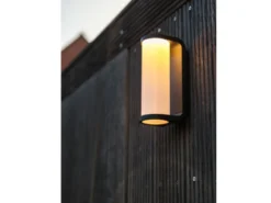 LED Außenwandleuchten 2er SET Schwarz, Glas-Zylinder 7x20cm