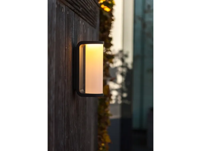 LED Außenwandleuchten 2er SET Schwarz, Glas-Zylinder 7x20cm