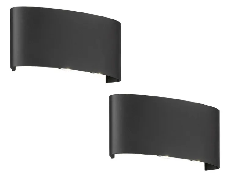 LED Außenwandleuchten 2er SET Schwarz mit Up and Down Licht - 18,5cm breit