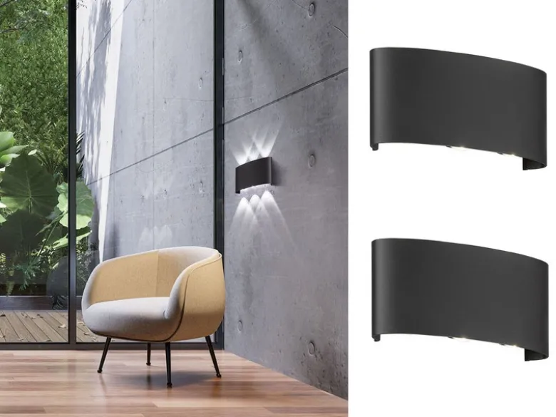 LED Außenwandleuchten 2er SET Schwarz mit Up and Down Licht - 18,5cm breit