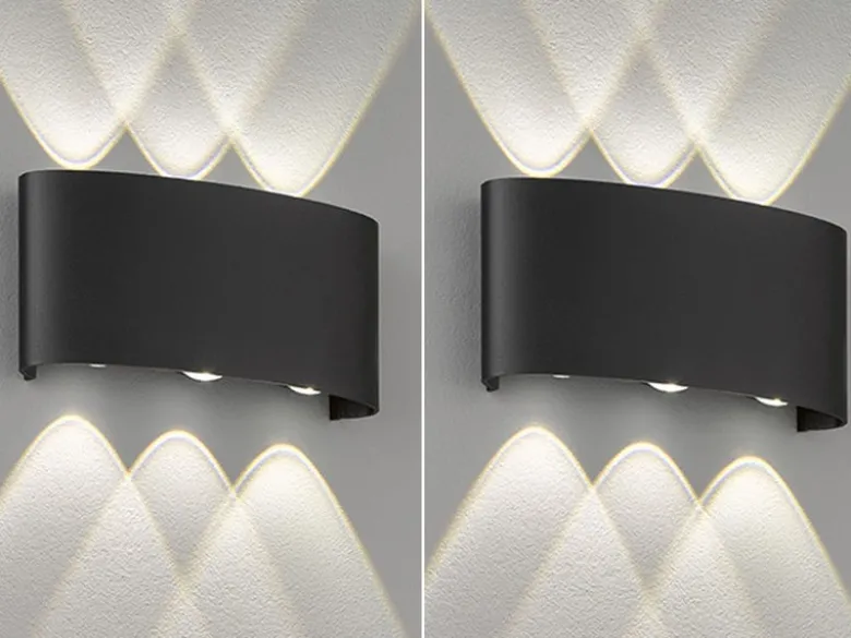 LED Außenwandleuchten 2er SET Schwarz mit Up and Down Licht - 18,5cm breit