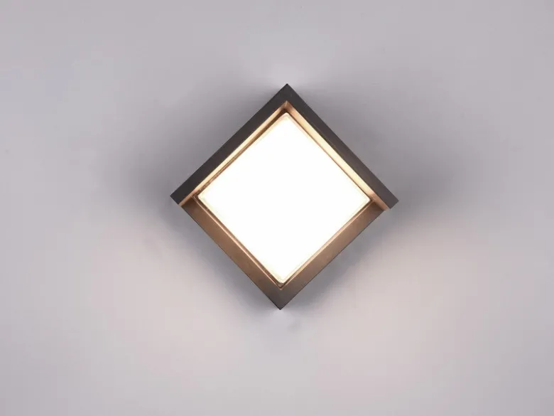 LED Außenwandleuchten 2er SET Schwarz Fassadenbeleuchtung Würfel eckig 15x15cm