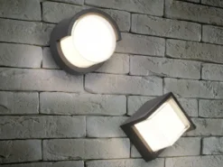 LED Außenwandleuchten 2er SET Schwarz Fassadenbeleuchtung Würfel eckig 15x15cm