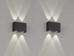 LED Außenwandleuchten 2er SET Schwarz mit Up Down Licht - 12cm breit
