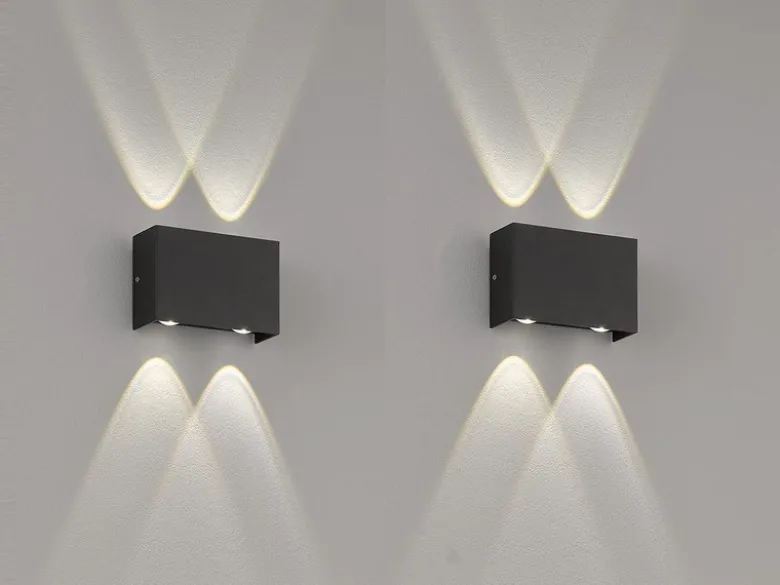 LED Außenwandleuchten 2er SET Schwarz mit Up Down Licht - 12cm breit