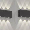 LED Außenwandleuchten 2er SET Schwarz mit Up Down Licht - 17cm breit