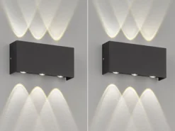 LED Außenwandleuchten 2er SET Schwarz mit Up Down Licht - 17cm breit