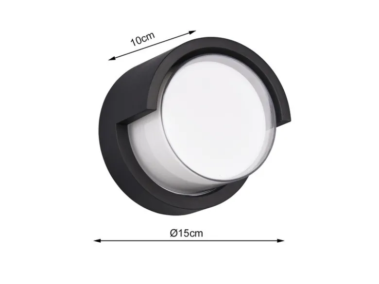 LED Außenwandleuchten 2er SET Schwarz Fassadenbeleuchtung IP54 rund Ø 15cm