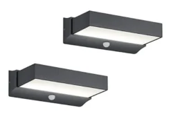 LED Außenwandleuchten mit Bewegungsmelder, Anthrazit, IP65 - 2er Set