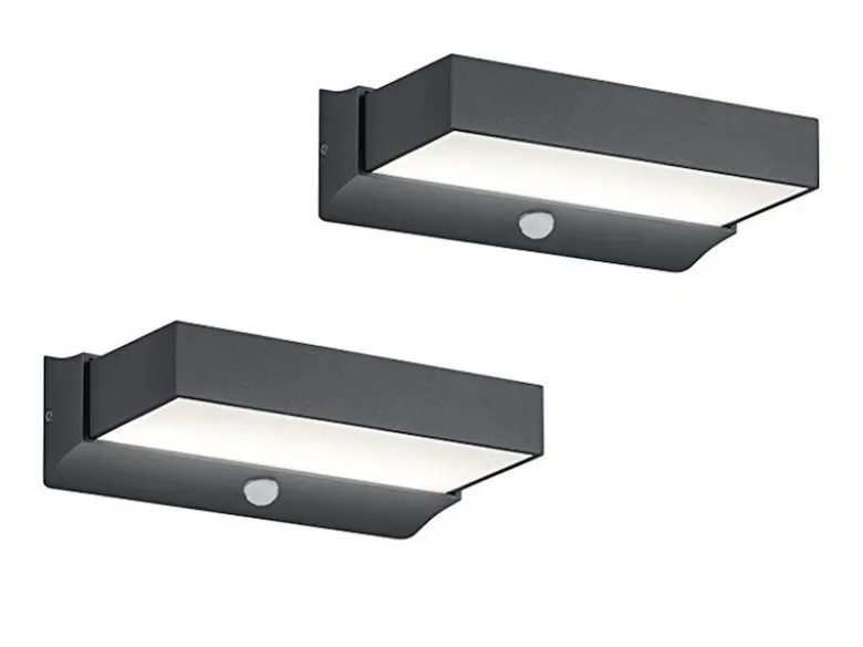 LED Außenwandleuchten mit Bewegungsmelder, Anthrazit, IP65 - 2er Set