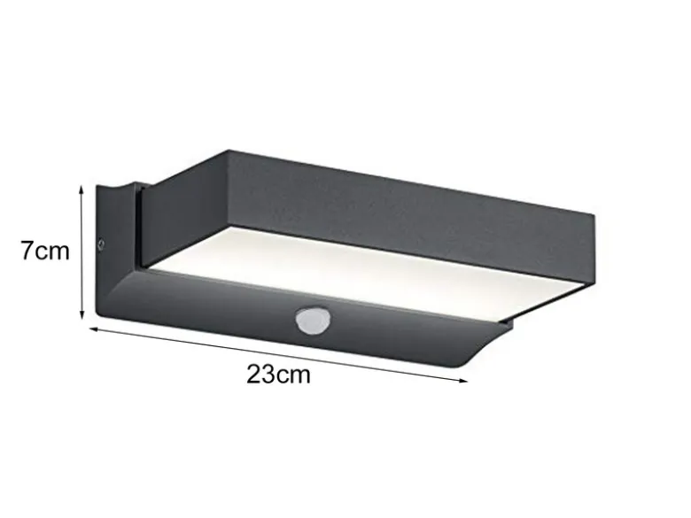 LED Außenwandleuchten mit Bewegungsmelder, Anthrazit, IP65 - 2er Set