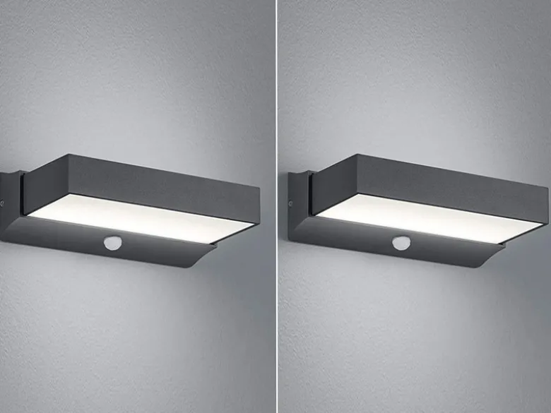 LED Außenwandleuchten mit Bewegungsmelder, Anthrazit, IP65 - 2er Set