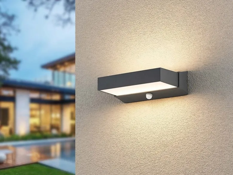 LED Außenwandleuchten mit Bewegungsmelder, Anthrazit, IP65 - 2er Set