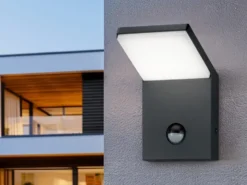 LED Außenwandleuchte PEARL mit Bewegungsmelder, Anthrazit Höhe 16cm