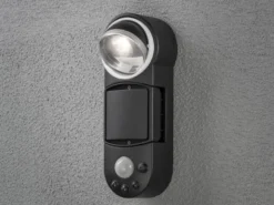 LED Außenwandleuchte PRATO mit Bewegungsmelder & Batterie, Schwarz, H: 26cm