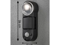 LED Außenwandleuchte PRATO mit Bewegungsmelder & Batterie, Schwarz, H: 26cm