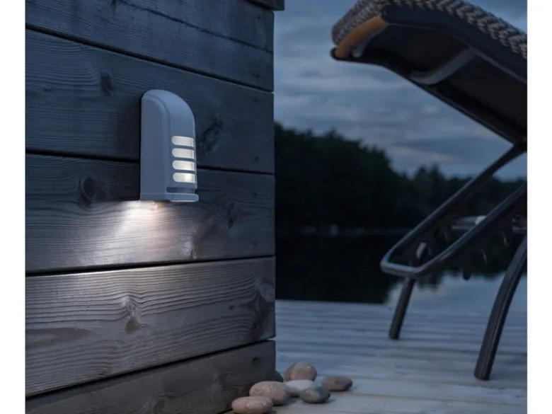 LED Außenwandleuchte PRATO mit Bewegungsmelder & Batterie, Weiß H: 13cm