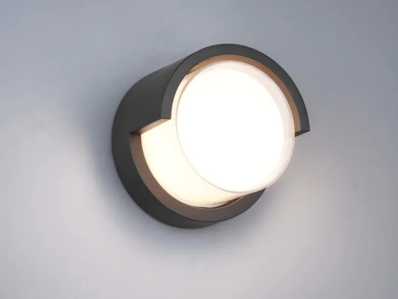LED Außenwandleuchte PUNO Schwarz Fassadenbeleuchtung IP54 rund Ø 15cm