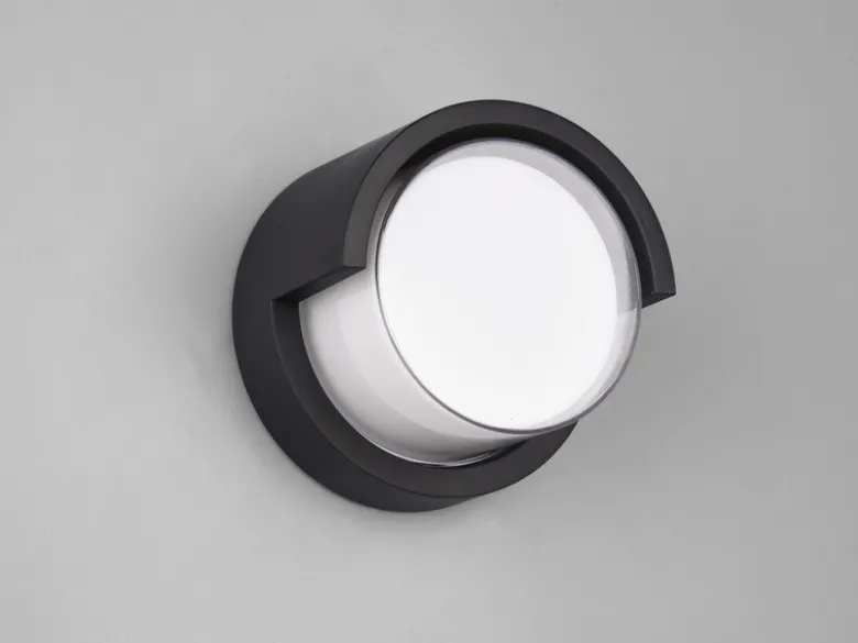 LED Außenwandleuchte PUNO Schwarz Fassadenbeleuchtung IP54 rund Ø 15cm
