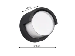 LED Außenwandleuchte PUNO Schwarz Fassadenbeleuchtung IP54 rund Ø 15cm