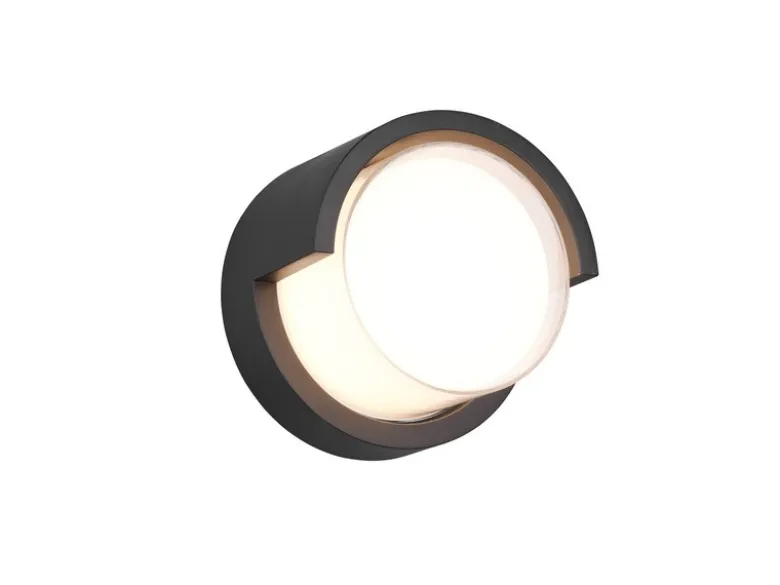 LED Außenwandleuchte PUNO Schwarz Fassadenbeleuchtung IP54 rund Ø 15cm