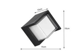 LED Außenwandleuchte PUNO Schwarz Fassadenbeleuchtung Würfel eckig 15x15cm