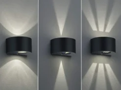 LED Außenwandleuchte ROSARIO Up and Down Light rund in Schwarz