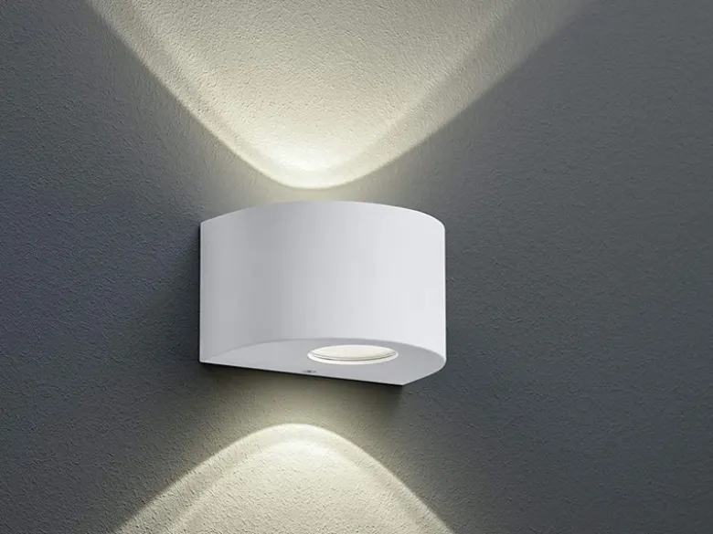 LED Außenwandleuchte ROSARIO Up and Down Light rund in Weiß