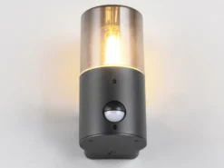 LED Außenwandleuchte Schwarz & Rauchfarbig mit Bewegungsmelder, Höhe 17,5cm