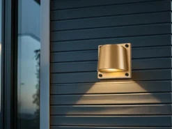 LED Außenwandleuchte SCOUT Downlight Messing, Höhe 16,5cm