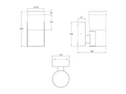 LED Außenwandleuchte TAGUS Anthrazit zur Reihenschaltung geeignet, Höhe 24cm