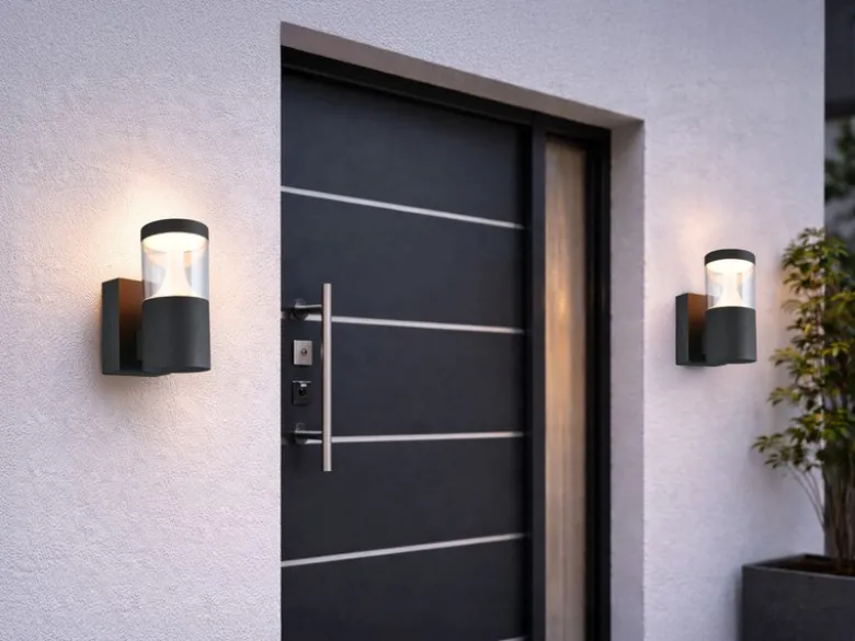 LED Außenwandleuchte TAGUS Anthrazit zur Reihenschaltung geeignet, Höhe 24cm