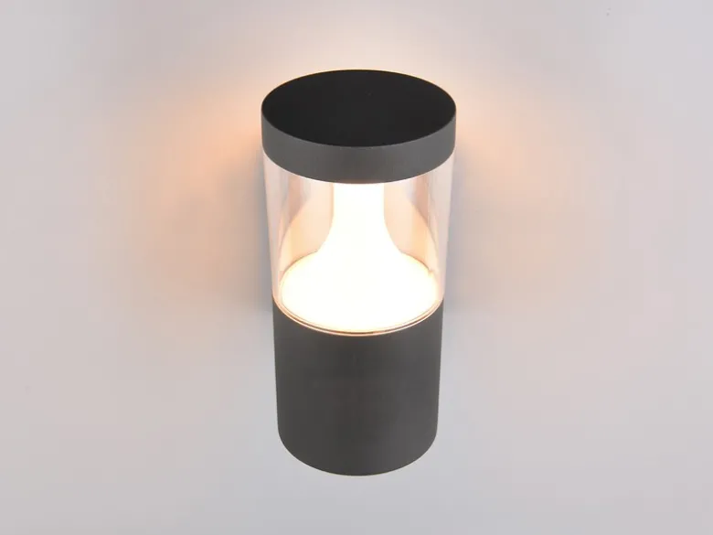 LED Außenwandleuchte TAGUS Anthrazit zur Reihenschaltung geeignet, Höhe 24cm