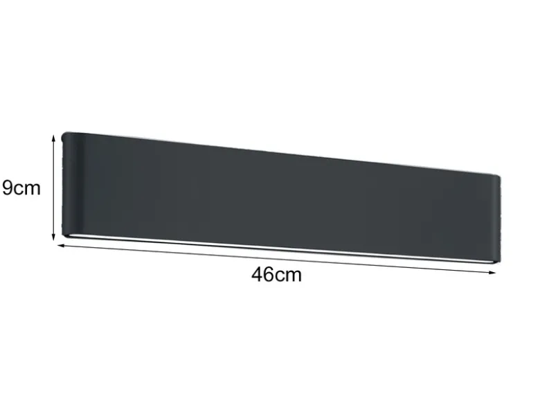 LED Außenwandleuchte THAMES Up and Down Light in Anthrazit 46,5cm breit