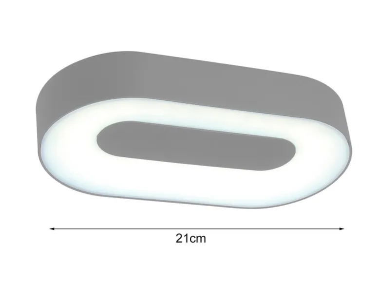 LED Außenwandleuchte UBLO, Aluminium, Silber Oval 21cm breit, IP44