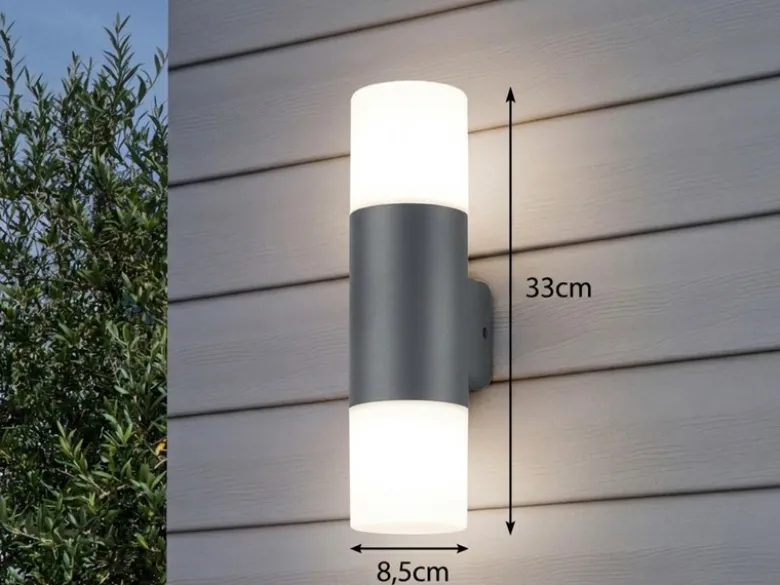 LED Außenwandleuchte Up and Down in Anthrazit E27, Höhe 33cm