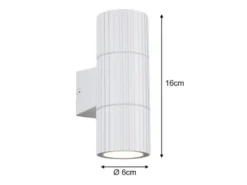 LED Außenwandleuchte Up and Down Weiß geriffelt, Höhe 16cm