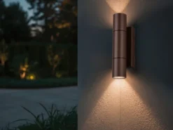 LED Außenwandleuchte Up and Down Rostbraun, Höhe 23cm