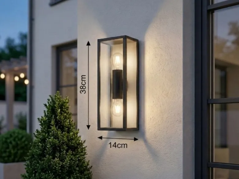 LED Außenwandleuchte Up & Down in Anthrazit mit Glas, Höhe 38cm