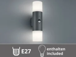LED Außenwandleuchte Up & Down mit Bewegungsmelder, Anthrazit, Höhe 33cm