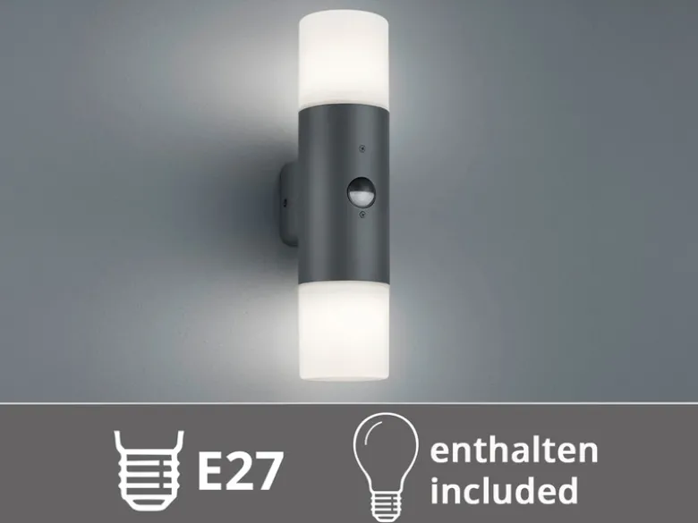 LED Außenwandleuchte Up & Down mit Bewegungsmelder, Anthrazit, Höhe 33cm