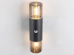 LED Außenwandleuchte Up & Down mit Bewegungsmelder, Rauchgrau Schwarz, Höhe 33cm