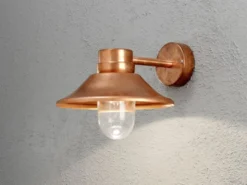 LED Außenwandleuchte VEGA Kupfer massiv & Klarglas, Höhe 26,5cm