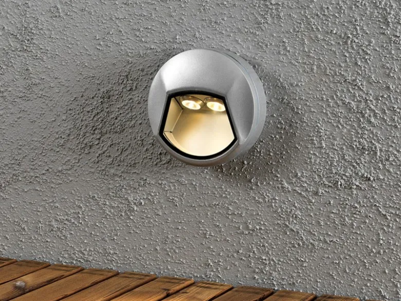 LED Außenwandleuchte / Wandaufbauleuchte CHIERI rund, Ø 14cm, Alu grau, IP44