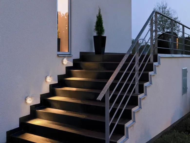 LED Außenwandleuchte / Wandaufbauleuchte CHIERI rund, Ø 14cm, Alu grau, IP44