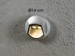 LED Außenwandleuchte / Wandaufbauleuchte CHIERI rund, Ø 14cm, Alu grau, IP44