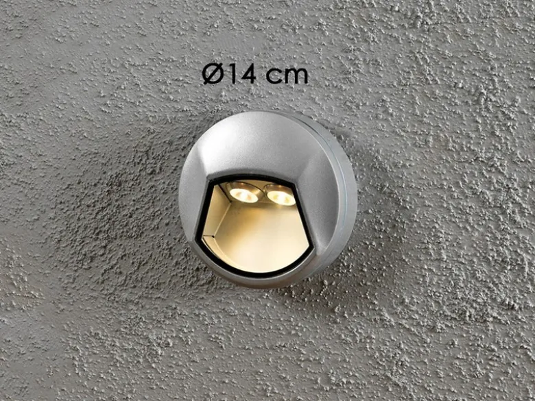 LED Außenwandleuchte / Wandaufbauleuchte CHIERI rund, Ø 14cm, Alu grau, IP44