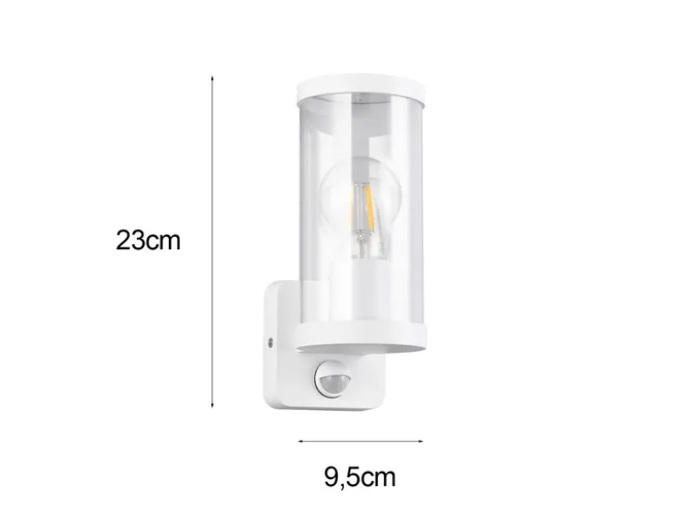 LED Außenwandleuchte Weiß mit Bewegungsmelder, Höhe 23cm