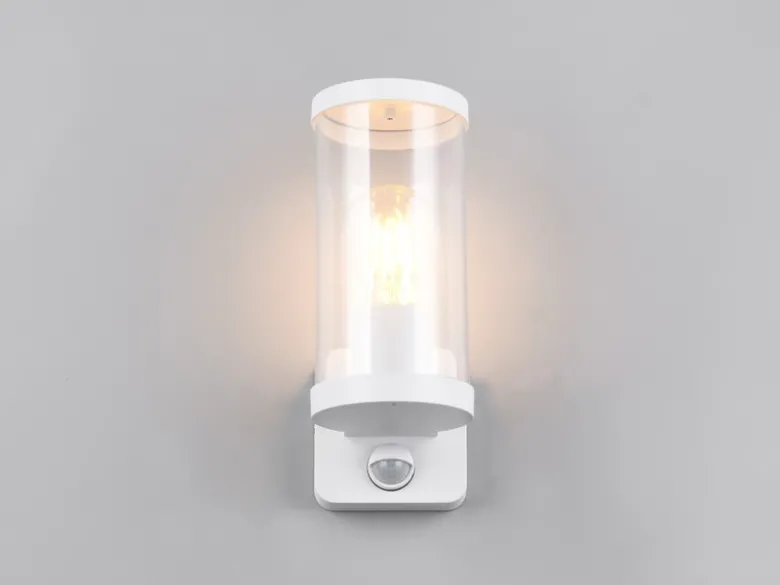 LED Außenwandleuchte Weiß mit Bewegungsmelder, Höhe 23cm