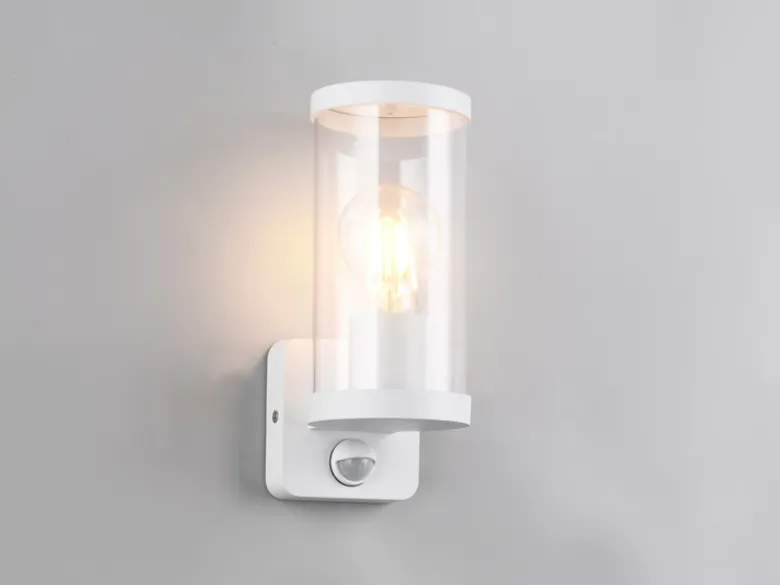 LED Außenwandleuchte Weiß mit Bewegungsmelder, Höhe 23cm